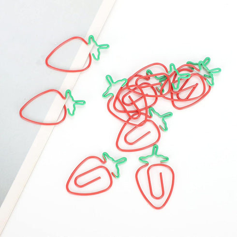 Strawberry Paper Clips, 20pcs Colorful Fruit Shaped Cute Paper Clips for Document Organizing, Coated Paper Clips Office