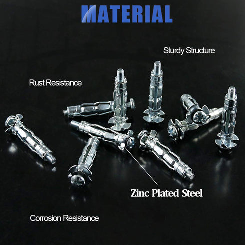 Glarks 30Pcs Heavy Duty Zinc Plated Steel Molly Bolt Hollow Drive Wall Anchor Screws Set - 4x32MM for Drywall, Plaster,