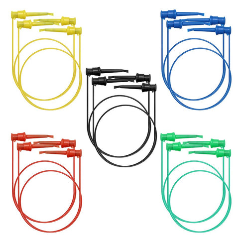 Sumnacon 10 Pcs Multimeter Electrical Test Dual Lead Test Hook Clips, 5 Colors Silicone Flexible Test Cables