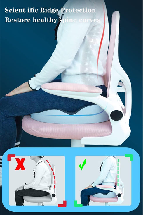SQYROY Adult Comfortable Seat Cushion, Non-Slip Orthopedic Office Chair Cushions & Memory Foam Coccyx Cushion Back Pain