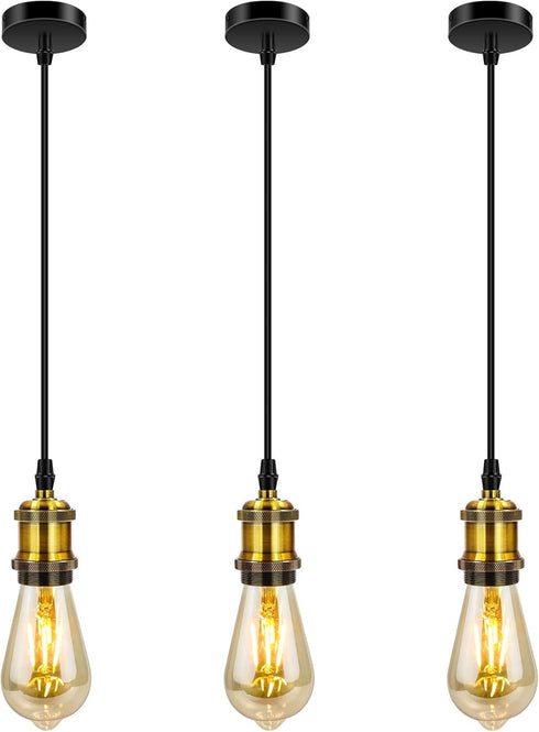 jose2015 3Pcs Pendant Lighting Ceiling Pendant Light Fitting Kits Cord E26 Socket