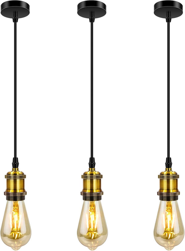 jose2015 3Pcs Pendant Lighting Ceiling Pendant Light Fitting Kits Cord E26 Socket
