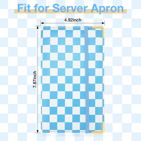 Server Book for Waitresses, Leather with Zipper Pocket, Retro Checkerboard Design Guest Check Holder Organizer