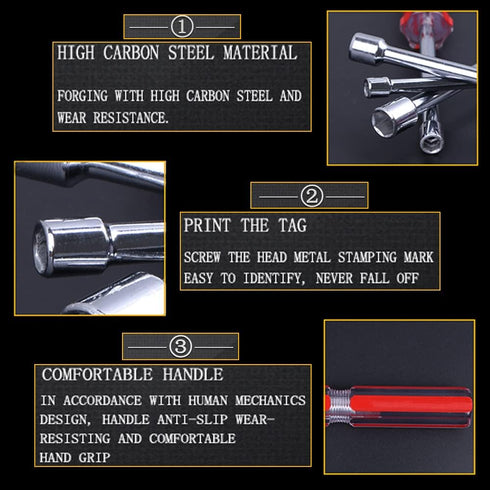 Utoolmart Hexagon Nut Nonslip Handle Hex Socket Wrench Screwdriver, 10mm