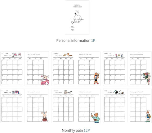 Monolike Happy and Lucky Diary, 6 Month Planner, Bubble Wash Academic Planner, Weekly & Monthly Scheduler