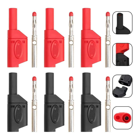 Qingdinu 20PCS 4mm Stackable Banana Plug Sheath Retractable Solder Connector Nickel-Plated Lantern Red Black(Red)