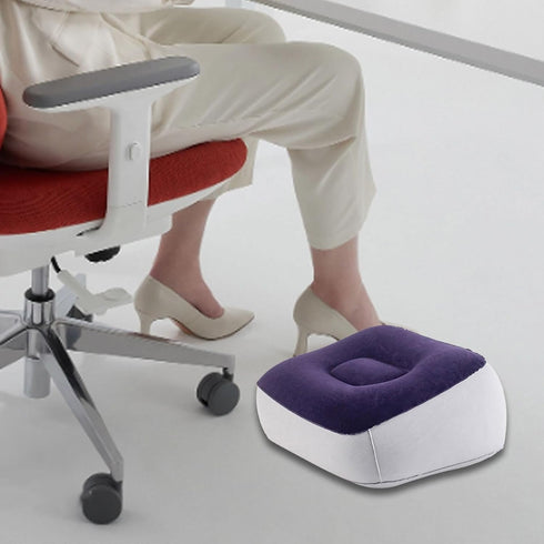 AsrMyjcx Inflatable Foot Rest Pillow Travel Footrest Pillow Car Train Ottomans Portable Home PVC Flocking Comfortable