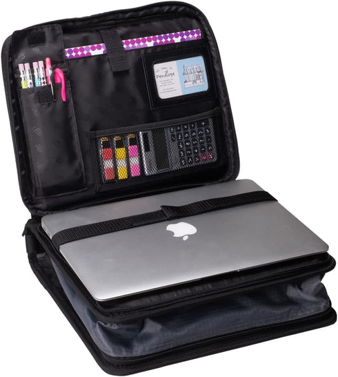 Case-It 2 Inch 3 D-Ring Zipper Binder with Padded Laptop Case, Shoulder Strap, LT-117, Black