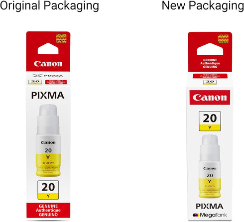 Canon GI-20 G5020, G6020, G7020 Genuine Yellow Ink Bottle, Compatible with Megatank and Printers