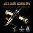 Scriveiner Black Lacquer Rollerball Pen, Luxury Pen with 24K Gold Finish, Schmidt Ink Refill, Best Gift Set for Men