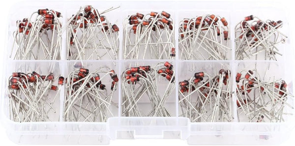 200pcs/set Diodes, 10 Values Voltage Regulator Diodes Assortment Electronic Kit 1N4728~1N4737 with Clear Box