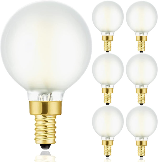LEOOLS E12 Led Chandelier Light Bulb,6 Packs Frosted G16.5 Type G Round