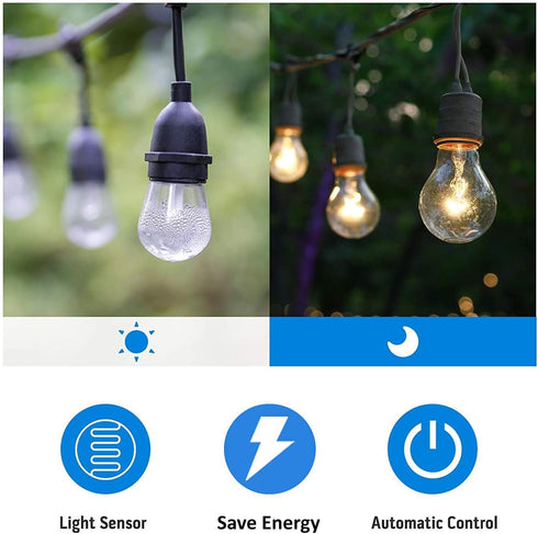Outdoor Timer Outlet, Dusk to Dawn Light Sensor Timer, Weatherproof 2 Grounded Outlets for Christmas Lights (1 Pack)