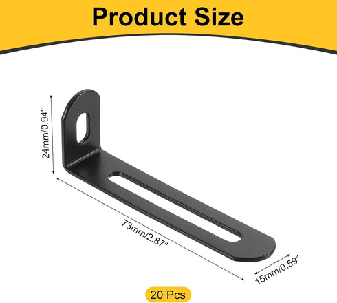 20Pcs 2.87"x0.94"x0.59" (73x24x15mm, uxcell L-Shaped Brackets Corner Brace, Corner Bracket Shelf Bracket Right Angle