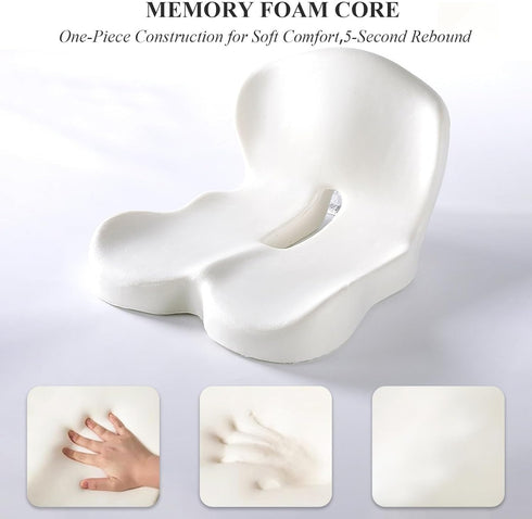 ZHZKGMLBVB Orthopedic Cushion for Office Chair,Memory Foam L-Shaped Integrated Seat Cushions,Improves Sitting