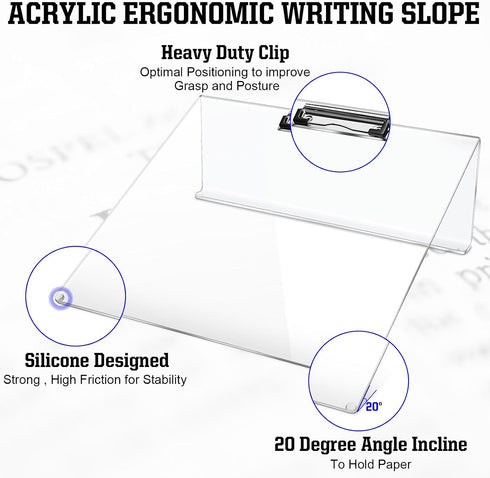 Estune Acrylic Ergonomic Writing Slant Board Transparent Plastic Preschool Slope Board Classroom Tool for Drawing