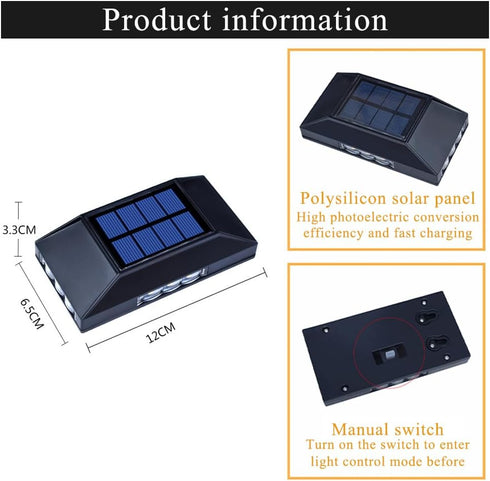 F-2pack) Solar Wall Lights Outdoor, Waterproof LED Fence Lights with Multiple Modes & Dual Color Temperature, Auto