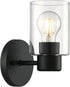 6115500 Westinghouse Sylvestre Transitional One-Light Indoor Wall Light Fixture, Matte Black Finish, Clear Glass
