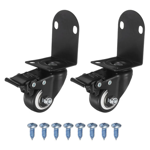 PATIKIL 1.5" Side Mount Casters with Brake 2 Pcs L-Shaped Plate Swivel