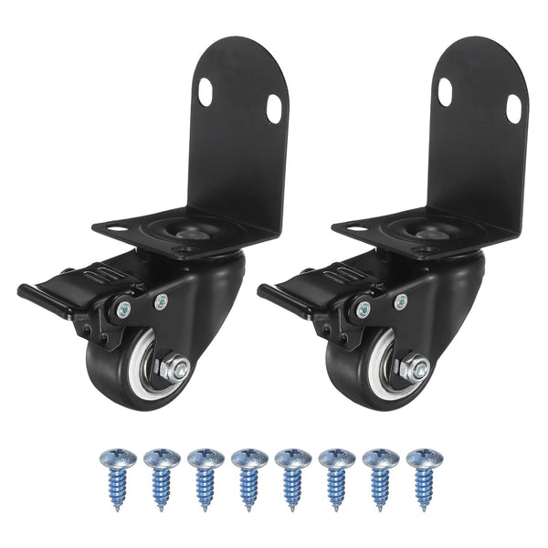PATIKIL 1.5" Side Mount Casters with Brake 2 Pcs L-Shaped Plate Swivel