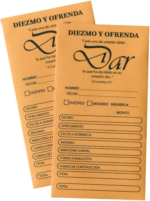 Spanish Coin Envelope, Tithe and Offering Envelopes for Church, Pack of 500