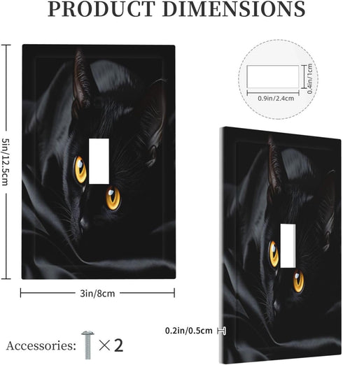 HTSAHKV 3 5 Inch Black Cat Wall Plate Light Switch Cover Single Gang Outlet Faceplate Print Plate Cover X