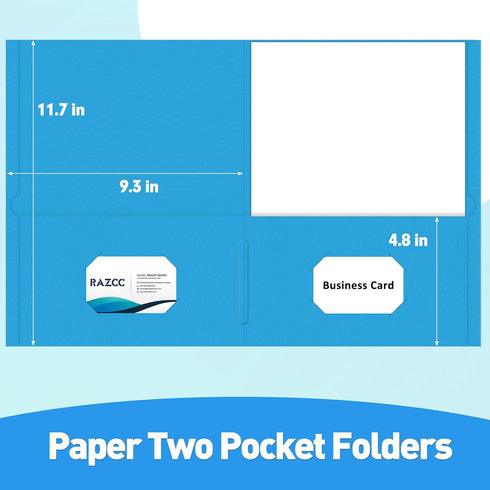 RAZCC Two Pocket Folders, 30 Pack File Folders with Pockets, Thick Paper for School Office Business Home, Assorted