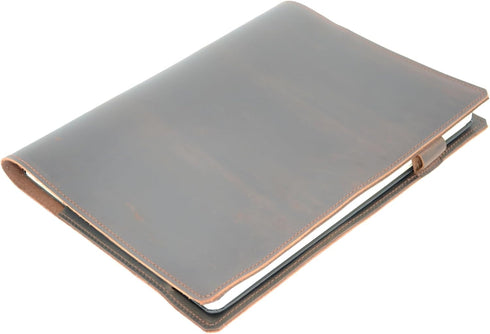 Leather Cover for Moleskine Large Hard Cover, Distressed Leather Cahier Refillable Travel Journal for 5"x 8.25" Dark