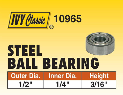 IVY Classic 10965 Chrome Steel Ball Bearings, 1/2" x 1/4" x 3/16" Thickness, 1/Hang Box