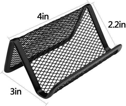 Black Metal Mesh Business Card Holder, Desk Organizer for Office Name Cards (Black, 6 Pack)