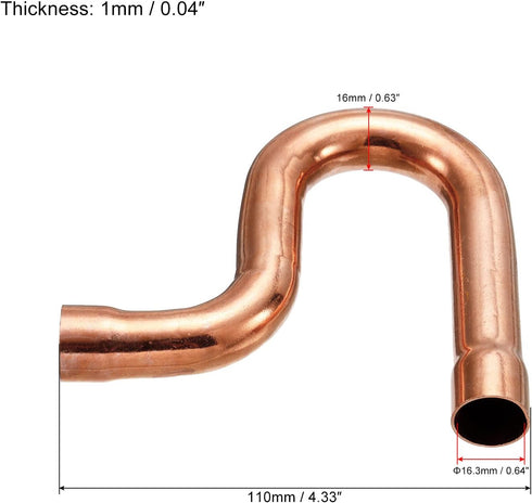 MECCANIXITY Copper P-Trap Pressure Pipe Fitting, Pack of 2, for HVAC Air Conditioning Refrigeration