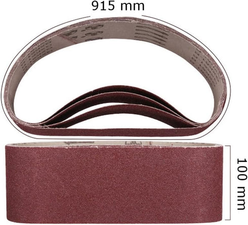 4 Inch x 36 Inch Sanding Belts, 60/80/120/240/320 Grits, 5 Pack Aluminum Oxide Belt Sander Tool
