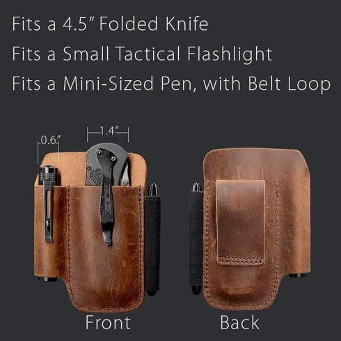 diodrio EDC Leather Knife Sheath Organizer Pouch with Pen Loop, Full Grain Leather, Chestnut by diodrio