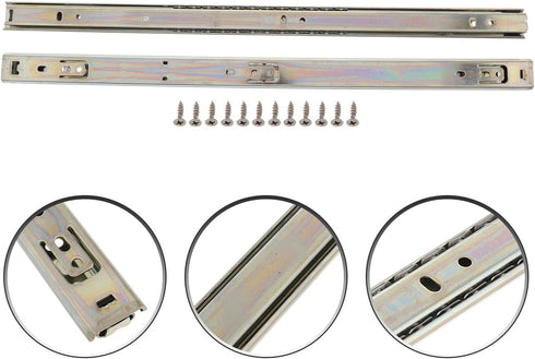 2PCS Luxshiny Heavy Duty Two-Section Ball Bearing Keyboard Drawer Slide Full Extension Galvanized Rail for Bedside