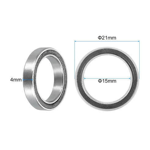 uxcell 5pcs Miniature Deep Groove Ball Bearings 15x21x4mm Double Sealed Bearings for Electric Motor, Home Appliances, Garden Machinery, P6 (ABEC 3)