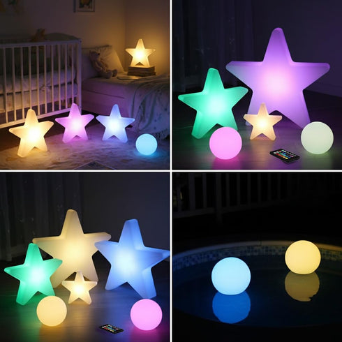 12-inch 16 4 LED Star Sign Night Light, Fun & Cute Stars Mood Lamp for Kids, RGB Colors & Modes, Rechargeable