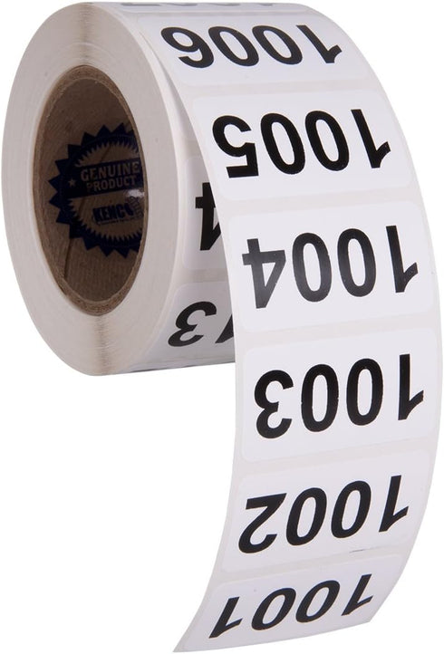 Kenco Self Adhesive Durable Vinyl Labels, Consecutively Numbered 2" X 1" (ROLL 1001-1500)