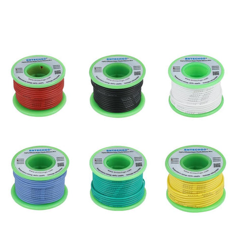 BNTECHGO 20 Gauge Silicone Wire Kit, 6 Color Each 25 ft Flexible 20 AWG Stranded Tinned Copper Wire