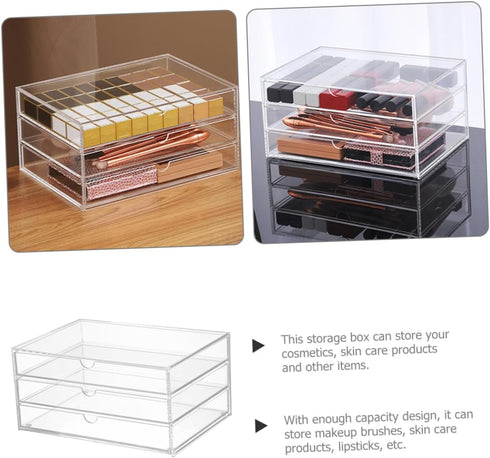 Hemobllo Clear Drawer Organizer Stylish Storage Case for Home Office and Cosmetic Essentials for Sundry Items