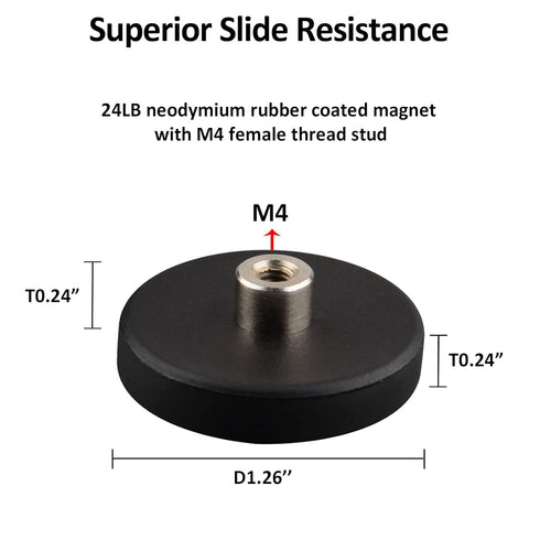 ULIBERMAGNET 4Pack Anti-Scratch Neodymium Magnet with Rubber Coated, Super Strong Magnetic Mounting for Tools
