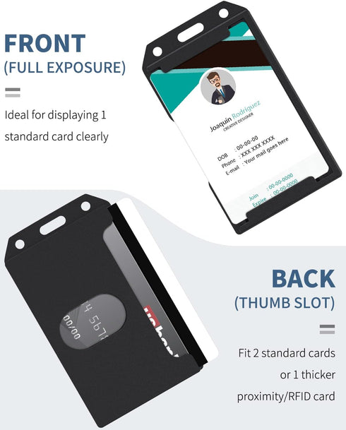 Pawfly 5 Pack Vertical Double-Sided Badge Holder - 3-Card Plastic Case with Grippers for IDs, Credit Cards, Licenses