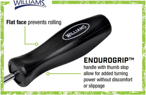 Williams JHWSDE-53 Endurogrip Cabinet Slotted Screwdriver with Premium Comfort Grip Handle - 3-Inch Blade Length - 1/8-Inch Tip - 6 13/64-Inch Overall Length by Williams
