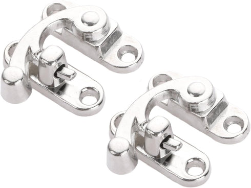 Yetaha 2PCS Antique Box Hasp Latch - Decorative Horn Lock Silver Hook Buckle Clasp Small Hardware for Wooden Jewelry
