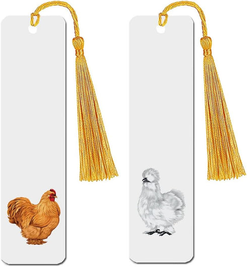 WIRESTER Set of 2 Metal Bookmarks with Light Gold Tassel for Students,