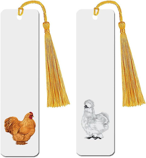 WIRESTER Set of 2 Metal Bookmarks with Light Gold Tassel for Students,