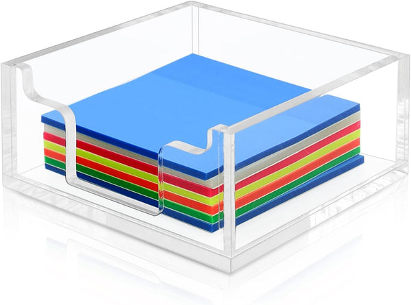 Clear Acrylic Sticky Note Holder, Notepad Storage Dispenser for 3 x 3 Inches Sticky Notes, Desk Organizer