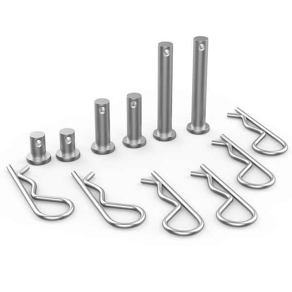 12Pcs M8 Clevis Pin and M3 X 60 R Shape Cotter Assortment Kit, 304 Stainless Steel Flat Head Pin Cotter for Hitch Lock