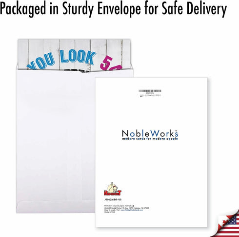 NobleWorks 90th Birthday Card with Envelope, Jumbo Notecard for Big 90 Year Milestone Celebration