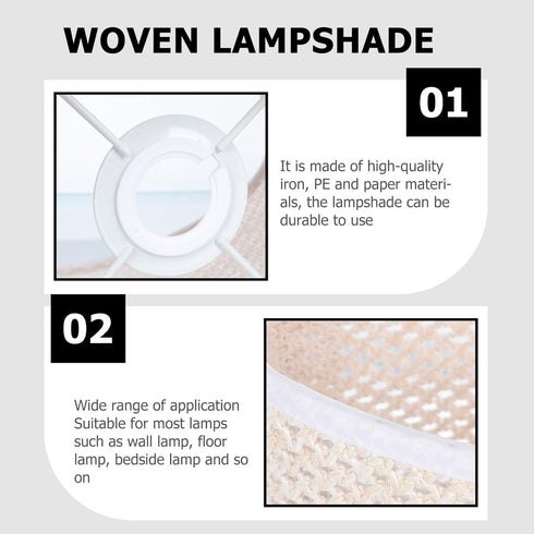 E27 E14 Woven Lamp Shade Cover Rattan Oval Lampshade Woven Light Cover for Bedside Lamp Floor Touch for Living Room