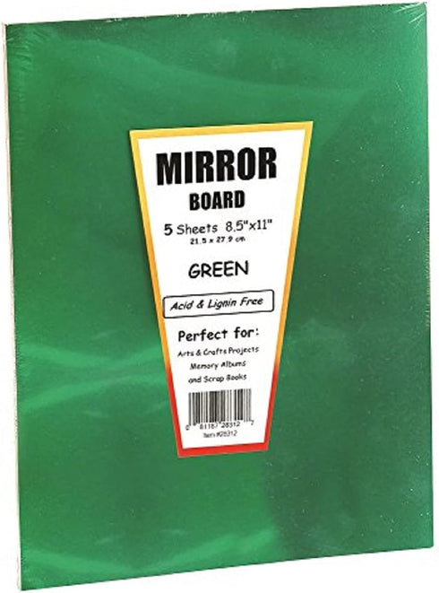 Hygloss Products Mirror Board Sheets, Reflective Shiny Poster Board, Green, 8-1/2 x 11 Inches, 5 Pack